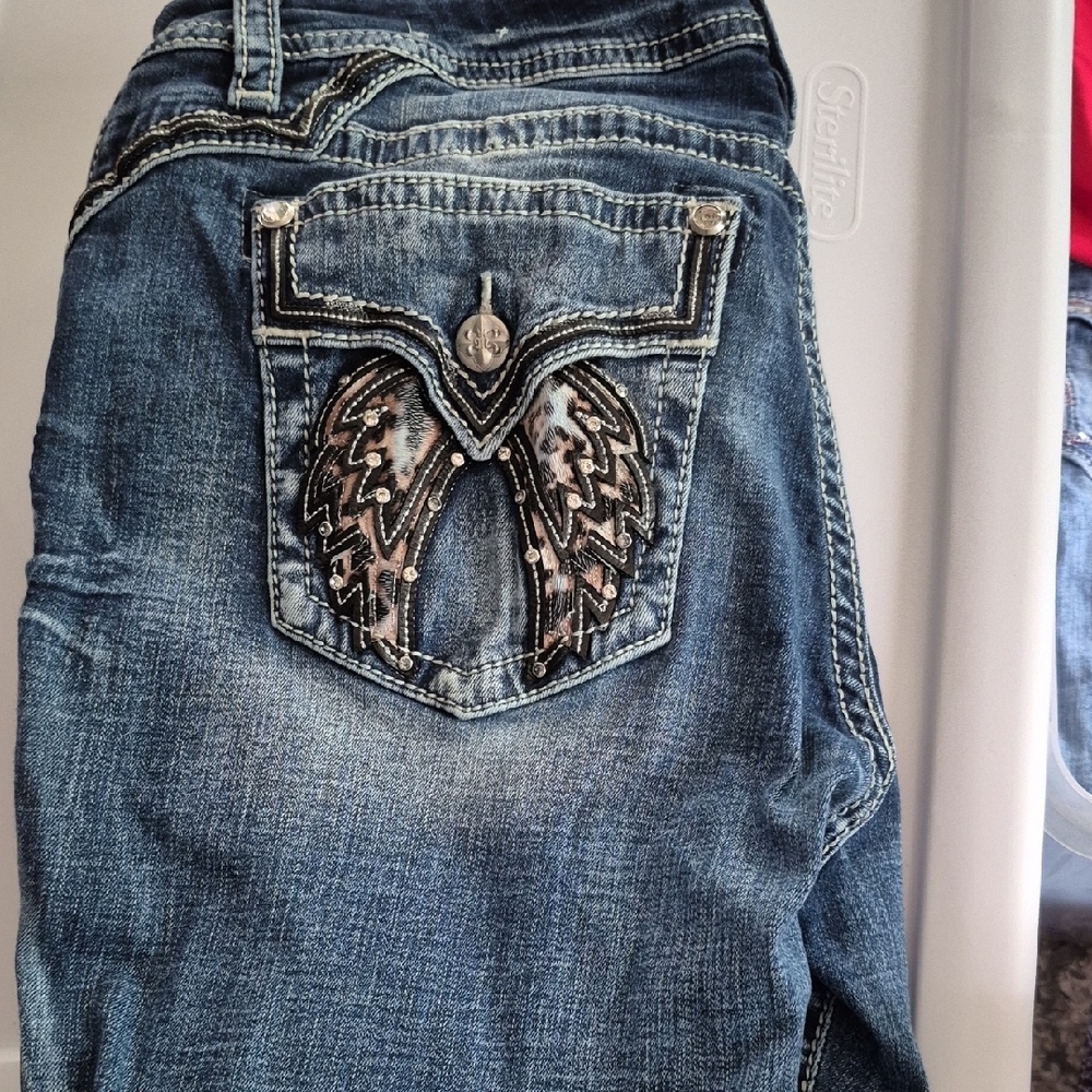 Miss Me Blue Skinny Jeans with Rhinestone Embellishments